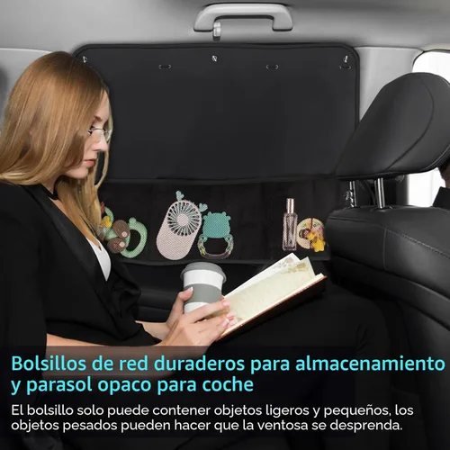 Miniatura 2 de Parasol para Ventana Lateral del Automóvil, 2 Piezas Parasol Opaco para Ventana del Automóvil para Privacidad del Bebé con Bolsillos de Red