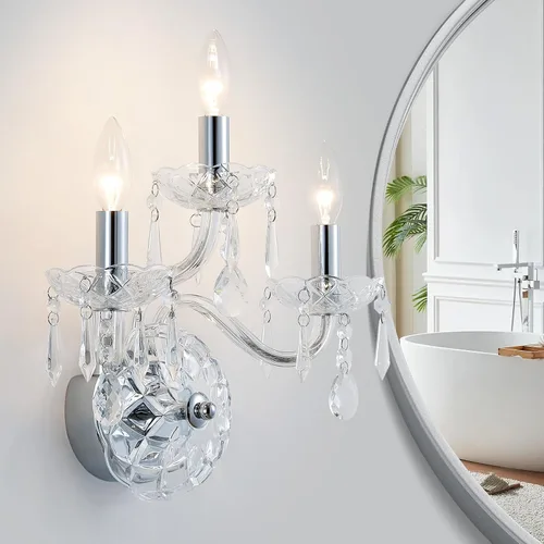Miniatura 14 de WUZUPS Apliques de pared de 3 luces para dormitorio, sala de estar, baño, base E12, dorado