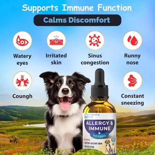 Miniatura 3 de EDUZEBRA Gotas de alivio de alergias para perros y gatos, suplemento natural de apoyo antipicazón, alivia las alergias estacionales, la irritación