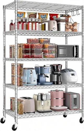 Miniatura 17 de Xcity Estantes de almacenamiento, estantería de metal resistente de 1 nivel, estante de alambre de acero ajustable de 350 libras para comerciales