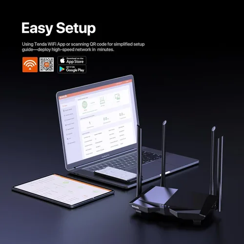Miniatura 5 de Tenda N300 Router WIFI inalámbrico con antena de alta potencia 5dBi (F3), Negro