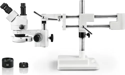 Parco Scientific PA-5FZ-IFR07 Microscopio estéreo de zoom trinocular, ocular 10xWF, zoom 0.7X-4.5X, aumento de 3.5x-90x, lente auxiliar 0.5X y 2X,