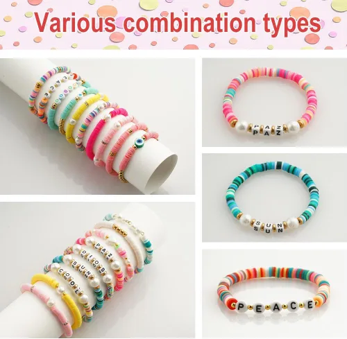 Miniatura 3 de 2000 unidades - 6800 cuentas de arcilla para hacer pulseras, cuentas espaciadoras de 0.236 pulgadas para hacer joyas, aretes, pulseras, collares, 24