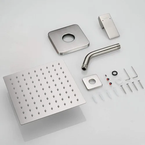 Miniatura 6 de Juego de llave de regadera en níquel cepillado, sistema de regadera tipo lluvia para baño con cabezal de regadera de acero inoxidable, kit de ajuste
