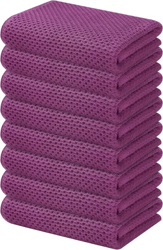 Miniatura 18 de Kitinjoy - Paños de cocina de 100 % algodón, tela de tejido gofrado, paño de limpieza ultrasuave, absorbente y de secado rápido. Gris Oscuro