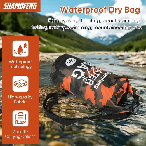 Miniatura 2 de Bolsa seca impermeable de 5L/10L/15L/20L/30L Mochila de almacenamiento en seco con funda para teléfono, botella de agua plegable, gafas de sol