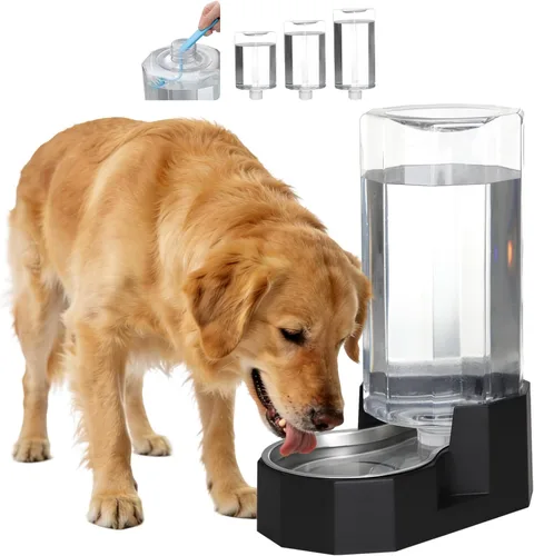 Miniatura 23 de Sfozstra Dispensador Automático de Agua para Mascotas: Cuenco de Agua de Acero Inoxidable Blanco por Gravedad de 8L - con Cepillo Especializado