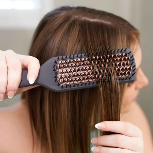 Miniatura 4 de Hairitage Cepillo alisador de cerámica con calefacción para soplados, voluminizador y alisado, cepillo antiencrespamiento para cabello suave