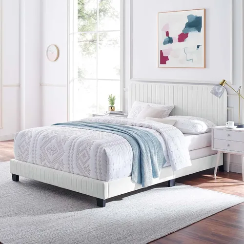 Miniatura 17 de Modway Celine Channel - Cama de terciopelo de alto rendimiento, tamaño Queen, color azul marino