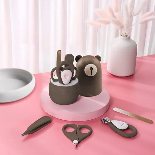 Miniatura 2 de Juego de aseo para bebés 6 en 1, cepillo y peine de madera natural, cortaúñas, tijeras de uñas, lima de uñas y pinzas para niños y recién nacidos