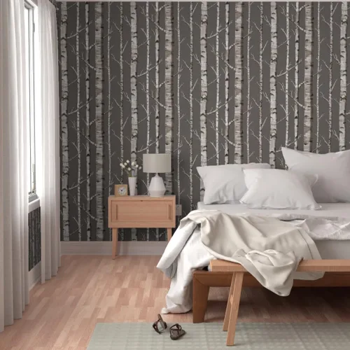 Miniatura 5 de Peel & Stick Wallpaper Swatch - Birch Grove Forest Woods Trees Rustic Custom Removable Wallpaper by Spoonflower