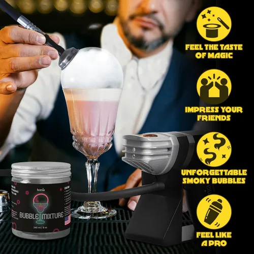 Miniatura 3 de Mezcla de burbujas para ahumador de cóctel para infusor de humo, 8 onzas, máquina ahumadora y accesorio infusor de humo de madera, humo frío