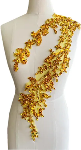 Miniatura 31 de PLune Diamantes de imitación acrílicos brillantes hechos a mano en apliques de encaje, cuentas de costura, parches para accesorios para vestido