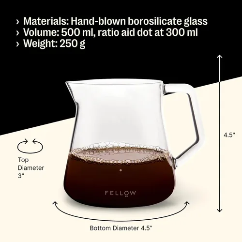 Miniatura 4 de Fellow Mighty Jarra pequeña de vidrio Jarra para preparación manual de café o para infusión de té, decantador de vidrio de borosilicato, Gris
