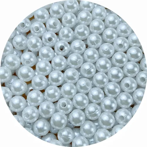 Miniatura 20 de 300 cuentas de perlas para manualidades, perlas de resina de 0.315 pulgadas para hacer joyas, cuentas redondas sueltas con agujero para collares