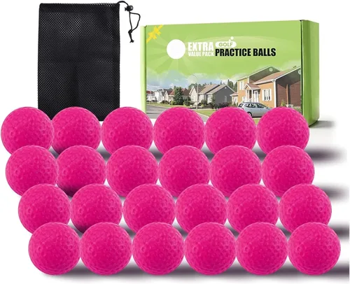 Miniatura 15 de FINGER TEN Pelotas de práctica de golf de espuma de colores, paquete de 12, 24, 50 unidades, pelota de golf ligera de vuelo limitado para interiores