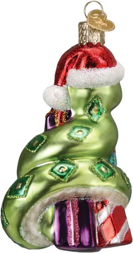 Miniatura 2 de Old World Christmas Adorno soplado de cristal de serpiente de Papá Noel para árbol de Navidad, decoración navideña hecha a mano, colección Santa