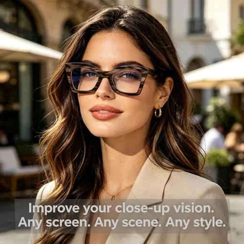 Miniatura 6 de AQWANO Elegantes gafas de lectura con luz azul para mujer, diseño cuadrado de ojo de gato, lentes para lectura de computadora