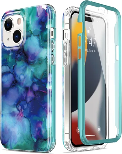 Miniatura 20 de Esdot Funda para iPhone 15 Pro con protector de pantalla integrado, funda duradera con diseños de moda para mujeres y niñas, elegante funda Piedra