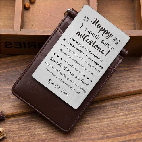 Miniatura 3 de TGCNQ Regalos de sobriedad de 1 mes - Regalos de recuperación para mujeres y hombres - Tarjeta de metal de aniversario sobrio de 30 días