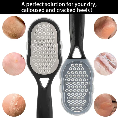 Miniatura 5 de 2 limas de pies con recolector de piel, raspador de pies de acero inoxidable, removedor de callos, pedicura, rallador de pies, limpiador de piel