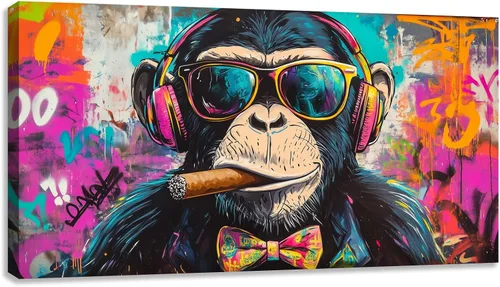 Unbruvo Graffiti Pop Street Art - Lienzo decorativo para pared, abstracto, colorido, divertido, decoración del hogar para sala de estar, cuadros de
