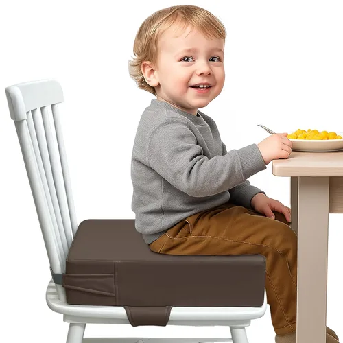 Miniatura 5 de Asiento elevador para mesa de comedor para niños pequeños, cojín lavable de poliuretano con correas dobles de seguridad, parte inferior