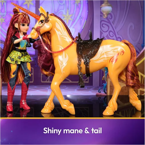 Miniatura 3 de Unicorn Academy, Poder de la Amistad Cinder con Silla y Brida Translúcida de 11 Pulgadas, Muñecas y Juguetes de Unicornio, Regalos y Pequeños