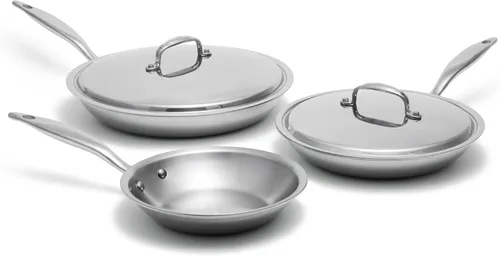 Heritage Steel Juego de sartenes de 5 piezas | Fabricado en Estados Unidos | Serie Titanium | Sartén 316Ti con mango Stay Cool | Sartén de acero