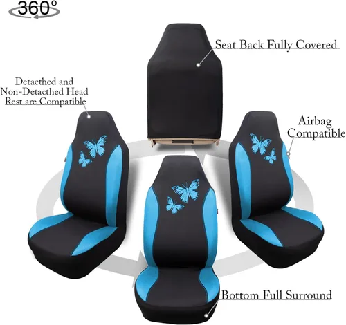 Miniatura 9 de Flying Banner - Juego completo de fundas para asiento de automóvil Butterfly, estilo universal de moda para mujer, para banco trasero (divisible)