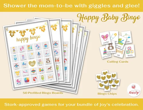 Miniatura 3 de Party Hearty Juegos de baby shower para niña o niño, 250 piezas de 5 juegos de tarjetas de actividades, divertidos juegos de baby shower, género