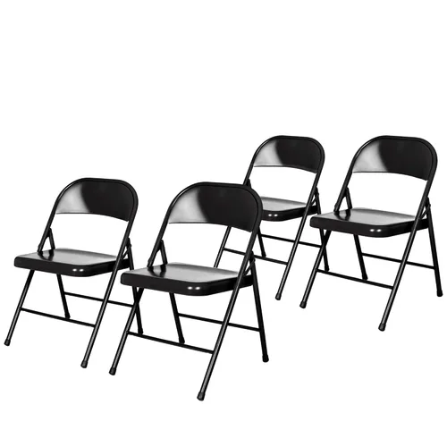 OEF Furnishings OEF900 Series - Sillas plegables de acero ligeras prémium (paquete de 4, negro)