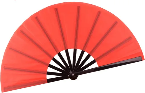 Miniatura 12 de Abanico grande plegable para hombres y mujeres, regalo de baile, tela de nailon de bambú, ventilador de mano negro de 13 pulgadas (bambú negro)