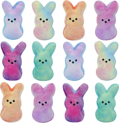 vizethru 12 juguetes de peluche de conejo de Pascua, juguetes de relleno de cesta de Pascua para niños, animales de peluche de conejo, regalos de