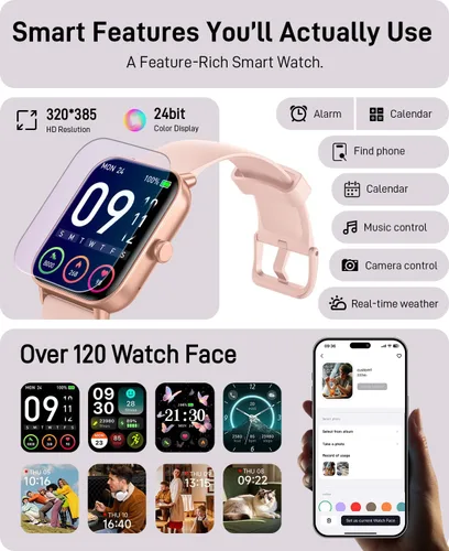 Miniatura 8 de Relojes inteligentes para hombres (Android y iPhones), 1.85 pulgadas HD Alexa incorporado Smart Wacth con monitor de frecuencia cardíaca, rastreador
