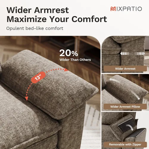 Miniatura 3 de MIXPATIO - Sofá seccional en forma de U de 123 pulgadas con cojines tipo nube, juego de sofá modular de asiento profundo con 5 asientos y 2 Gris