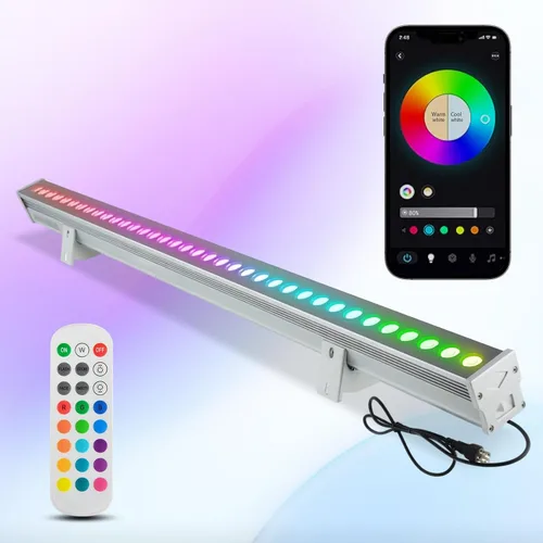 Miniatura 8 de Wrasse Barra de Luces Lavapared para Exteriores, 3000K Iluminación de Letreros Lavado de Pared Exterior 36W Luz Lineal de Paisaje Exterior 38.9