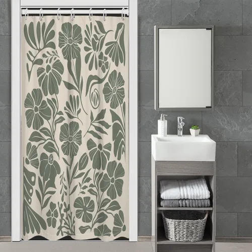 Miniatura 16 de Black Floral Shower Curtain Stall Small Half Single Mini Boho Flower Farmhouse Vintage Gothic Abstarct Retro Funky Botanical Moody Fabric Cloth