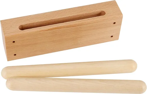 Miniatura 3 de Juego de 2 instrumentos musicales de bloques de madera con mazo, bloques de ritmo de madera maciza para crear un tono fuerte y resonante