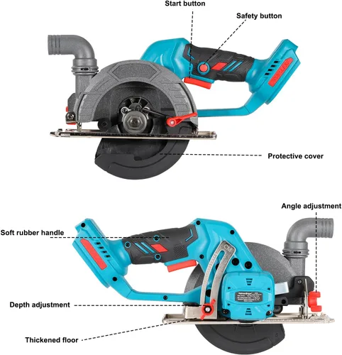 Miniatura 2 de Sierra circular inalámbrica sin escobillas con batería de 4000 mAh, 6900 RPM, compacta y ligera, pequeña sierra circular para madera, metal suave