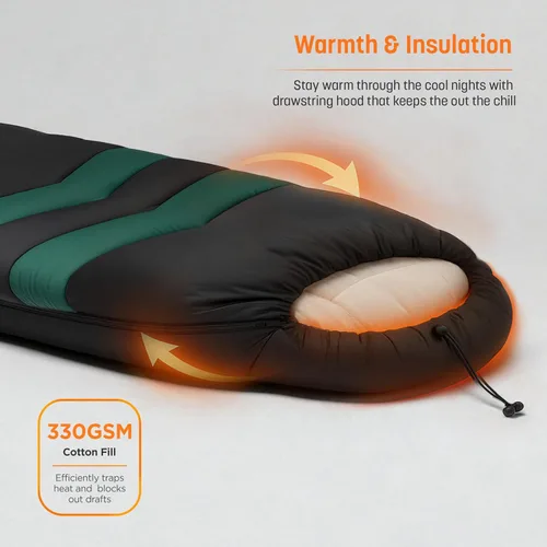 Miniatura 9 de Saco de dormir con almohadilla integrada (AirPack Sleeper) – Colchoneta inflable todo en uno y manta con cremallera para acampar con bomba de pie