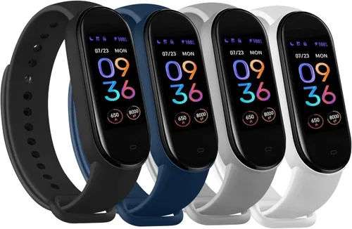 Paquete de 4 correas de repuesto para Amazfit Band 5, correa deportiva de silicona suave compatible con Amazfit Band 5 accesorios de correa de reloj