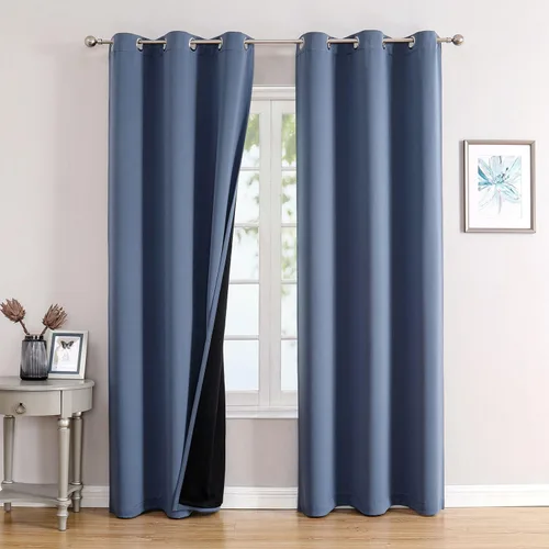 Miniatura 31 de ChrisDowa - Cortinas 100% opacas, para dormitorio, con forro negro, 2 capas gruesas, aislamiento térmico y ojales, 63 pulgadas de largo, juego de 2