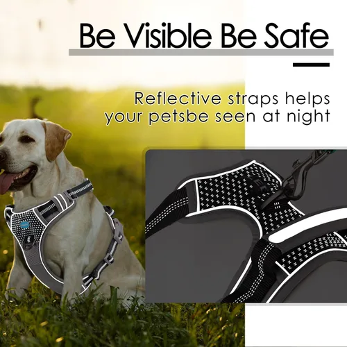 Miniatura 8 de ThinkPet Arnés deportivo transpirable, antitirones para perro, con asa, arnés reflectante y ajustable para perros medianos o grandes, clip trasero