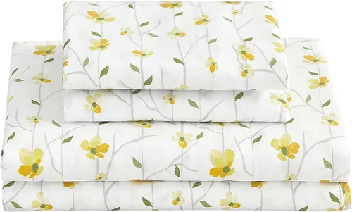 Miniatura 26 de Softan Sábanas de flores naranjas para cama de tamaño King, sábanas estampadas con estampado floral – Sábanas bajeras de microfibra suave