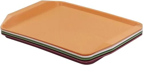 Miniatura 7 de Idotry - Bandejas de plástico para servir comida rápida, paquete de 4 bandejas rectangulares de plástico