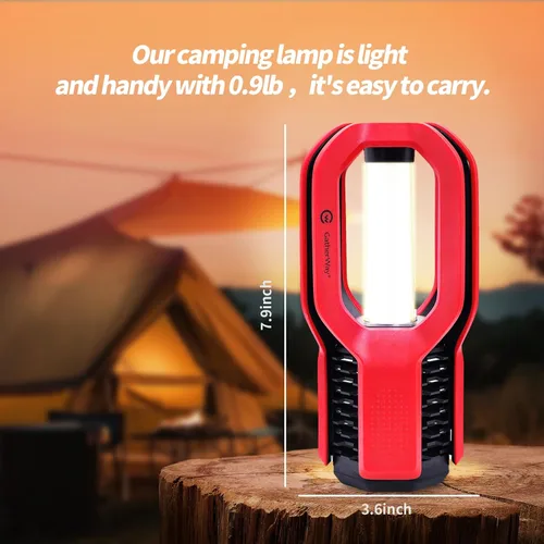 Miniatura 2 de Linterna LED recargable para campamento, diseño de agarre libre, 4 modos, impermeable IP65, brillo cálido de 3000 K, luz ligera y portátil