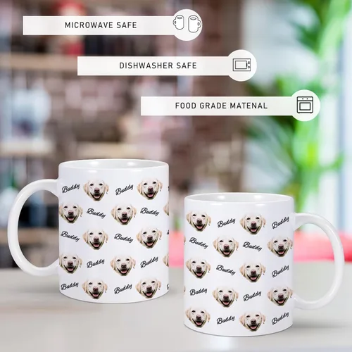 Miniatura 5 de Taza personalizada con nombre de cara de perro, taza de café personalizada, taza de foto de perro personalizada de 11 onzas, regalos para amantes