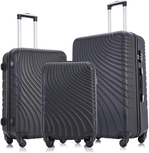 Fridtrip - Maleta de viaje rígida, ligera, con ruedas giratorias, Negro, 3 PCS Suitcases