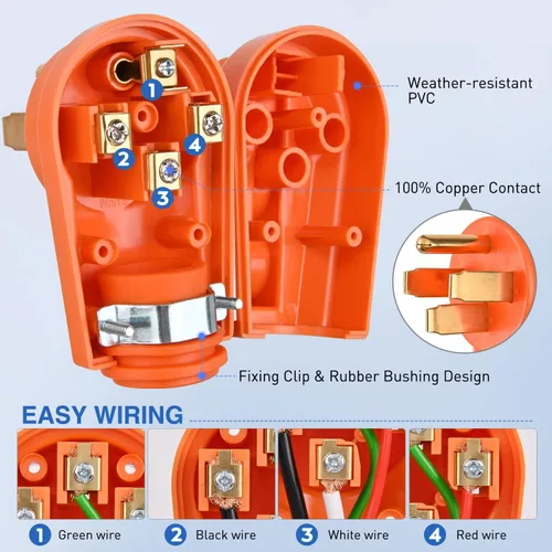 Miniatura 8 de Nilight Enchufe de repuesto para autocaravana de 50 amperios, 125/250 voltios, macho con mango ETL listado NEMA 14-50P para caravana, autocaravana